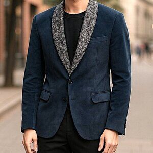 Black Velvet and Brocade Jacket by Inmonarch Size 46L